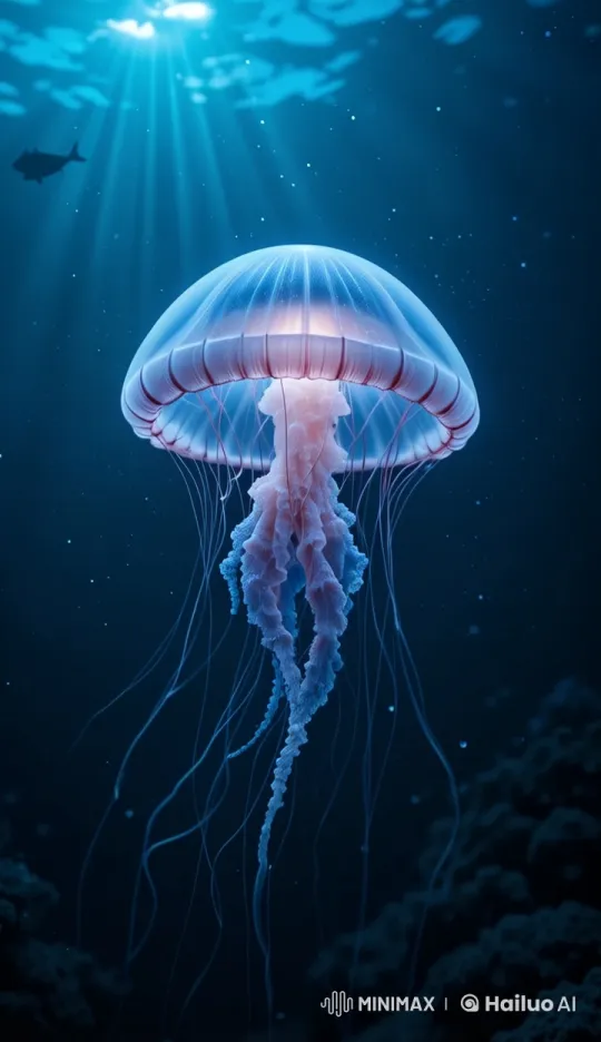 Glowing Jellyfish in Tranquil Underwater Scene – AI Generated Video | Hailuo AI