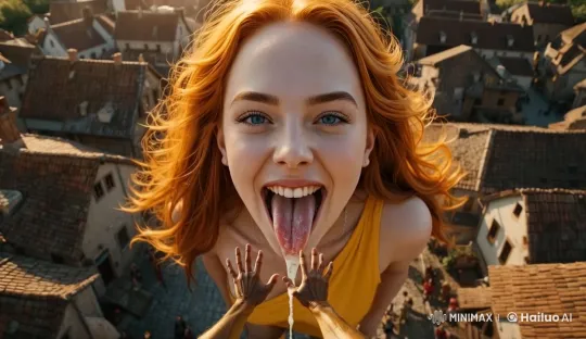 Vibrant Girl in Rustic Village to Surreal Journey Through Mouth – AI Generated Video | Hailuo AI