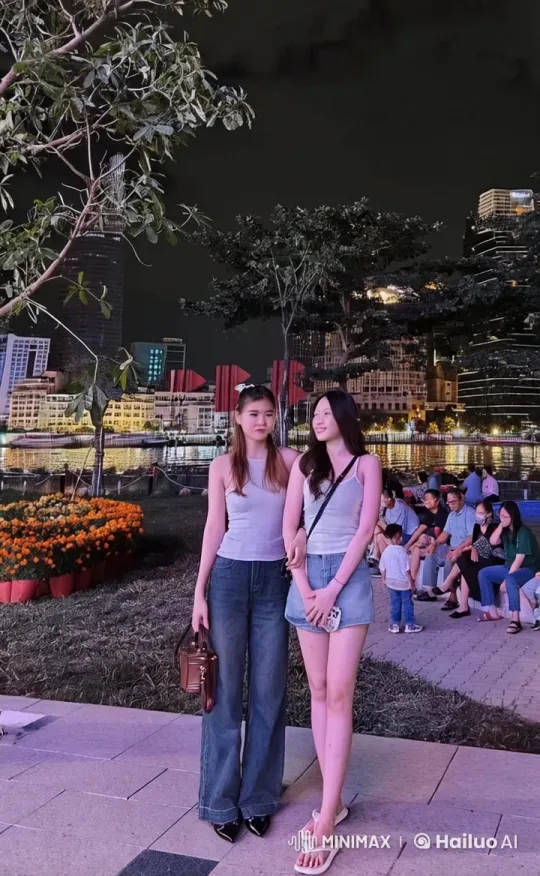 Night Riverside Kung Fu Display by Two Women – AI Generated Video | Hailuo AI