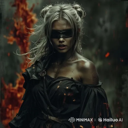 Resilient Woman in Fiery Destruction Scene – AI Generated Video | Hailuo AI
