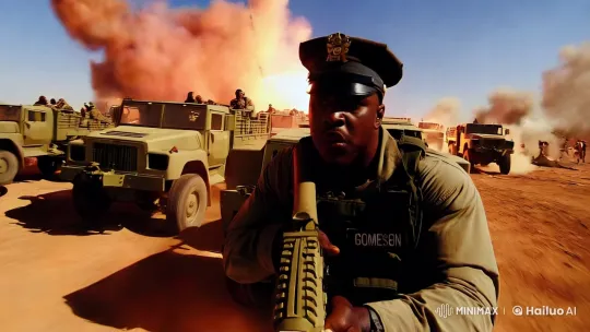 Commander Benjamin Leads Through Kuwait's Chaotic Battlefield – AI Generated Video | Hailuo AI