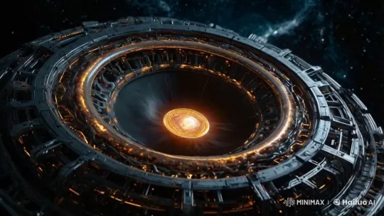 Mechanical Ring with Pulsing Core in Space – AI Generated Video | Hailuo AI