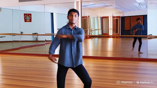 Chinese Dancer Expresses Joy in a Spacious Studio – AI Generated Video | Hailuo AI