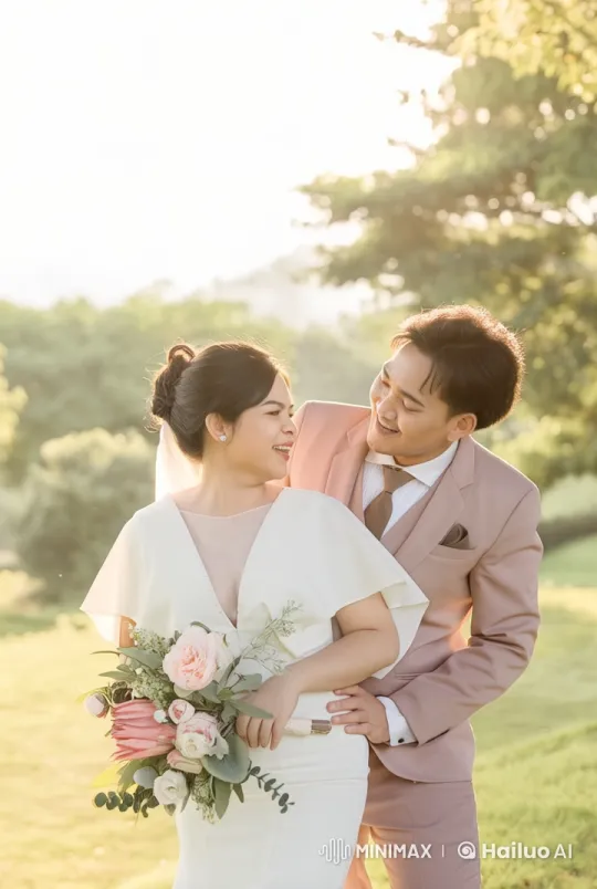 Marital Bliss: Bride & Groom's Garden Martial Arts Display – AI Generated Video | Hailuo AI