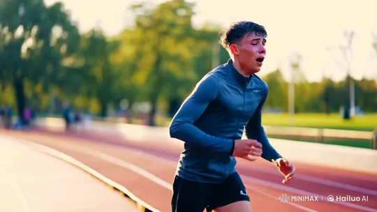 Struggling Runner: A Study in Sweat and Determination – AI Generated Video | Hailuo AI