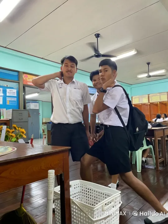 Students Engage in Playful Kung Fu Fight in Classroom – AI Generated Video | Hailuo AI