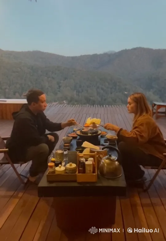 Kung Fu Duel on Mountain-View Balcony – AI Generated Video | Hailuo AI