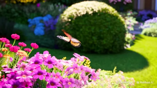 Butterfly's Graceful Dance Interrupted by Cat's Leap – AI Generated Video | Hailuo AI
