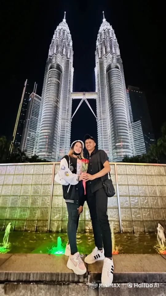 Romantic Couple Kissing by Petronas Towers – AI Generated Video | Hailuo AI