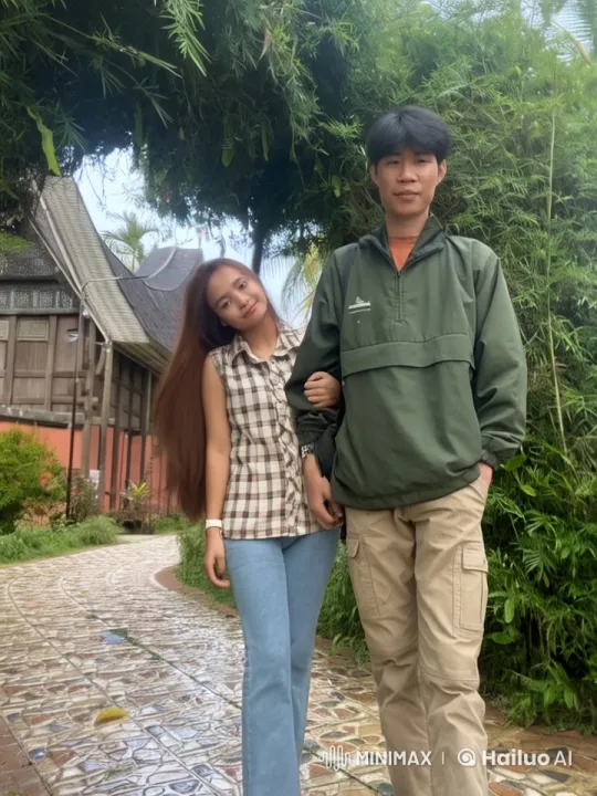Casual Attired Duo Engages in Kungfu Battle in Garden – AI Generated Video | Hailuo AI