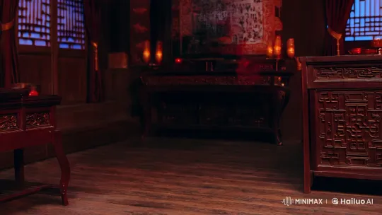 Traditional Chinese Room: Woman Possessed by Red Smoke – AI Generated Video | Hailuo AI