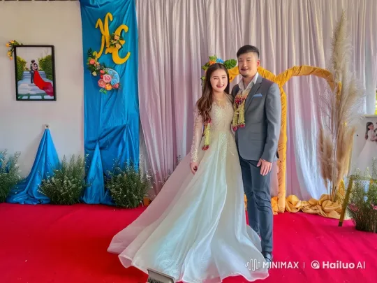 Elegant Wedding Venue: Bride and Groom's Kung Fu Showdown – AI Generated Video | Hailuo AI