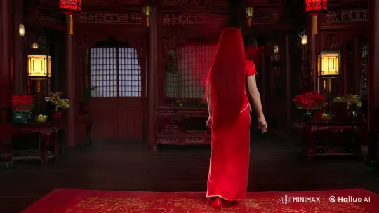 Possessed Woman Transforms in Ancient Chinese Room – AI Generated Video | Hailuo AI