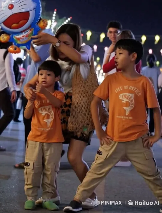 Children Perform Martial Arts at Vibrant Street Festival – AI Generated Video | Hailuo AI