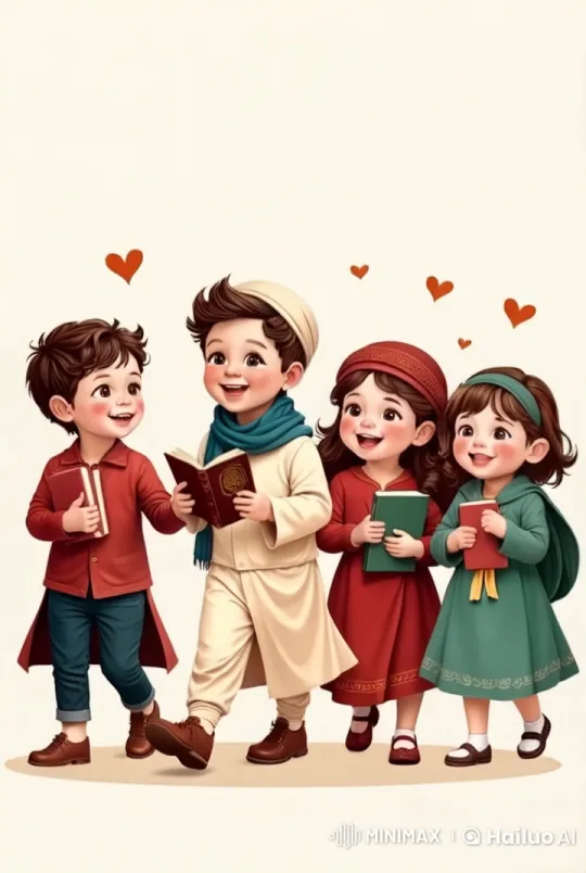 Joyful Children in Traditional Attire Embrace Friendship and Learning – AI Generated Video | Hailuo AI