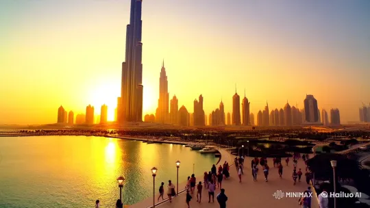 Dubai's Sunset: Beauty and Impending Crisis Captured – AI Generated Video | Hailuo AI