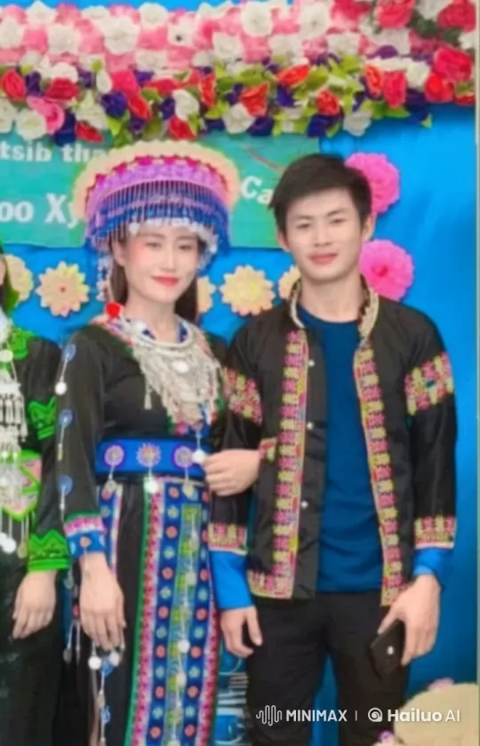 Traditional Couple Celebrates Wedding in Colorful Setting – AI Generated Video | Hailuo AI