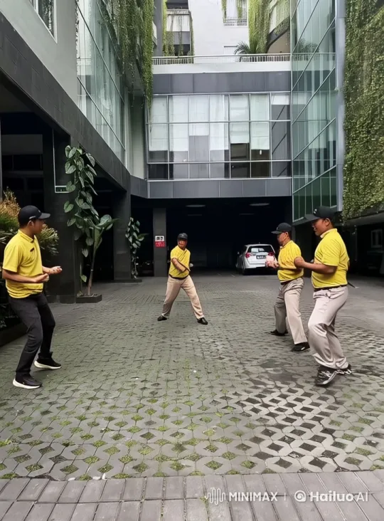 Live2D Animated Kungfu Practitioners in Modern Courtyard – AI Generated Video | Hailuo AI