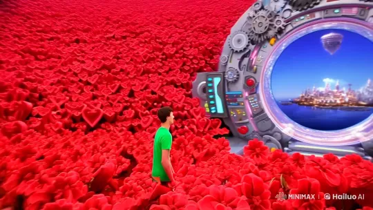 Abstract Garden and Sci-Fi Portal in Romantic Adventure Scene – AI Generated Video | Hailuo AI