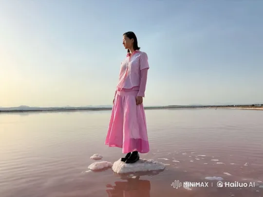 Serene Lake Scene with Graceful Woman in Pastel Light – AI Generated Video | Hailuo AI