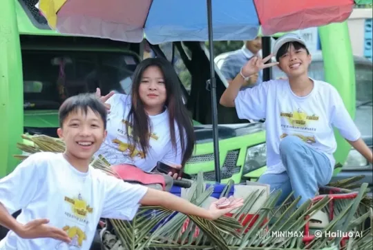 Joyful Friends Enjoying a Colorful Ride – AI Generated Video | Hailuo AI