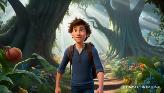 Curious Young Man Explores Enchanted Forest – AI Generated Video | Hailuo AI