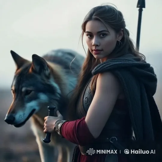Warrior and Loyal Wolf Prepare for Twilight's Challenge – AI Generated Video | Hailuo AI