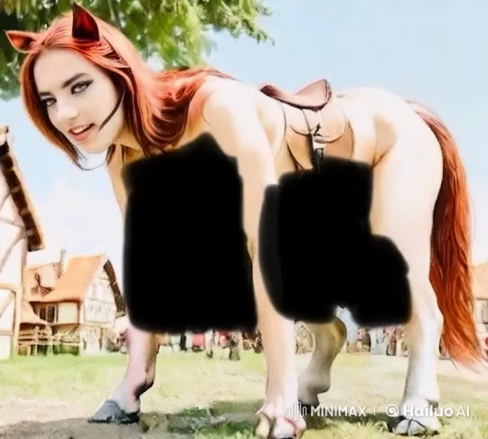 Medieval Village Setting with Person in Realistic Horse Costume – AI Generated Video | Hailuo AI