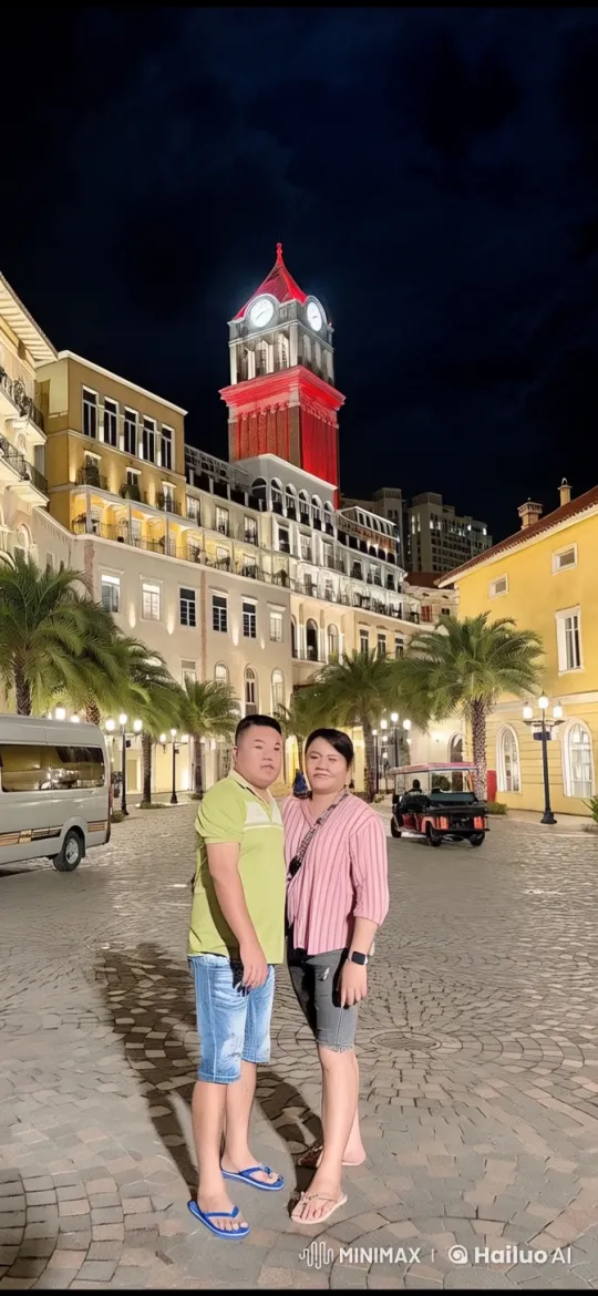 Vibrant Night Plaza: Dynamic Kung Fu Duo Showdown – AI Generated Video | Hailuo AI