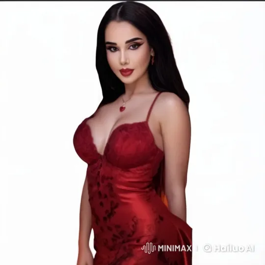 Glamorous Woman Showcases Elegant Red Lace Dress – AI Generated Video | Hailuo AI