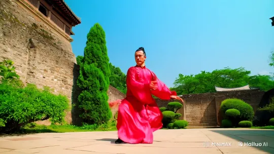 Aesthetic Kung Fu Master in Serene Courtyard – AI Generated Video | Hailuo AI