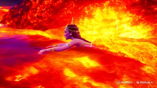 Goddess Transforms from Fire to Water in Fiery Dance – AI Generated Video | Hailuo AI