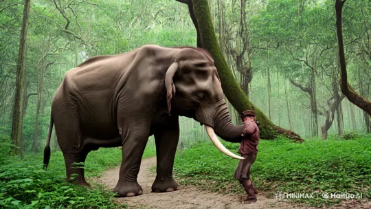 Pygmy Hunting Elephant in the Forest – AI Generated Video | Hailuo AI
