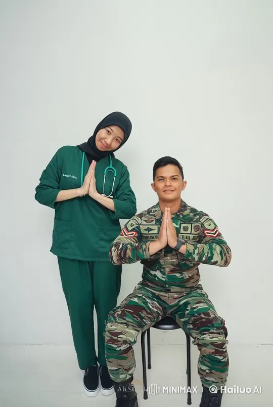 Military Uniformed Person in Intense Kung Fu with Supportive Scrub-Wearer – AI Generated Video | Hailuo AI