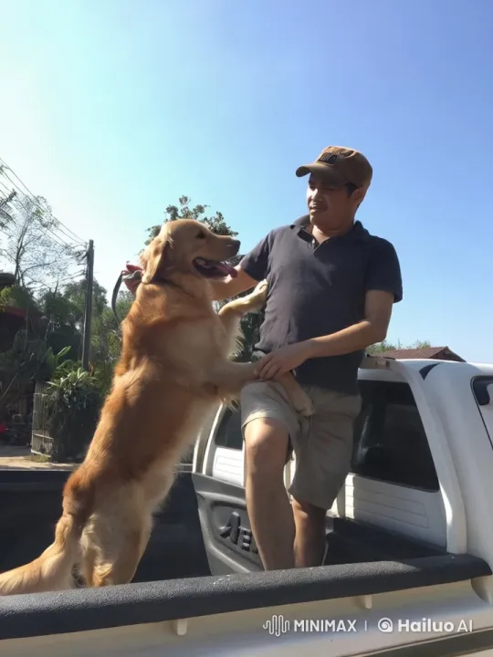 Man and Golden Retriever Engage in Playful Kungfu Battle – AI Generated Video | Hailuo AI
