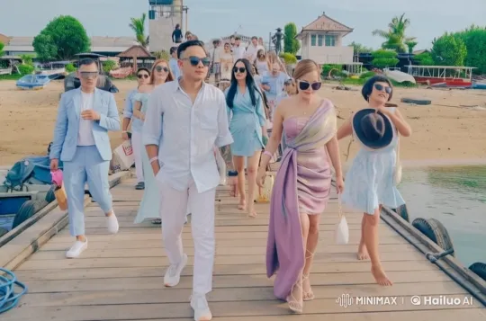 Stylish Beachgoers Engage in Kungfu Duel on Dock – AI Generated Video | Hailuo AI