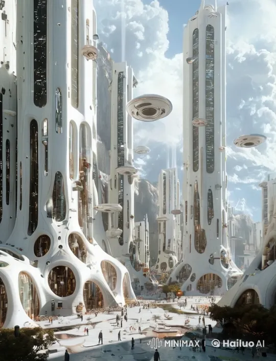 Futuristic Cityscape: Towering Skyscrapers and Dynamic Life – AI Generated Video | Hailuo AI