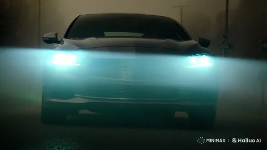 Misty Road: Car's Headlights Pierce Dark Fog – AI Generated Video | Hailuo AI