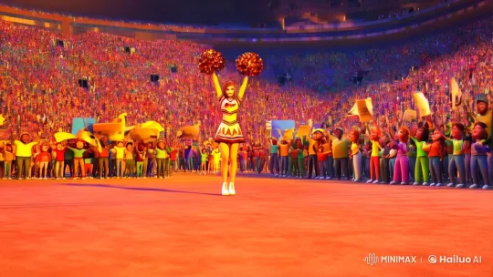 Anime-Inspired Cheerleader Showcase in Vibrant Stadium – AI Generated Video | Hailuo AI