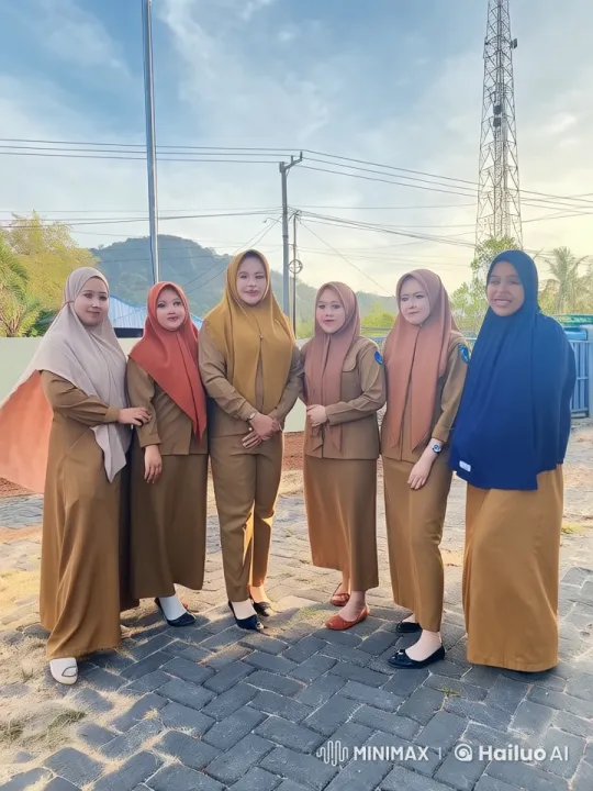 Six Individuals in Coordinated Hijabs Enjoying a Peaceful Outdoor Setting – AI Generated Video | Hailuo AI