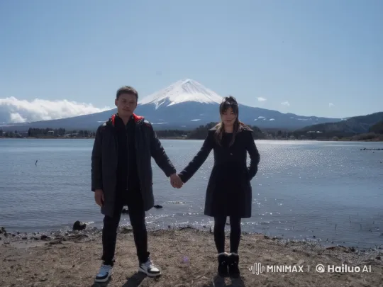 Martial Arts Display by Lake with Mount Fuji Background – AI Generated Video | Hailuo AI