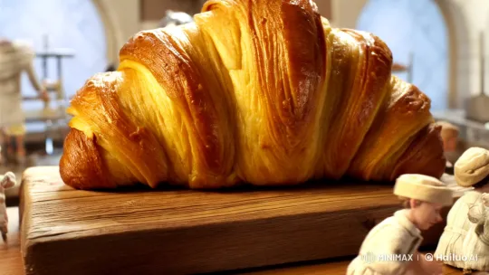 Miniature Bakers Adore Monumental Croissant in Enchanting Bakery – AI Generated Video | Hailuo AI