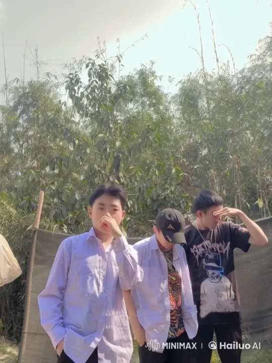 Three Men Demonstrate Dynamic Kung Fu in Outdoor Setting – AI Generated Video | Hailuo AI