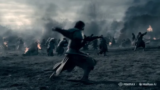 Lone Warrior Battles Through Smoky Battlefield – AI Generated Video | Hailuo AI