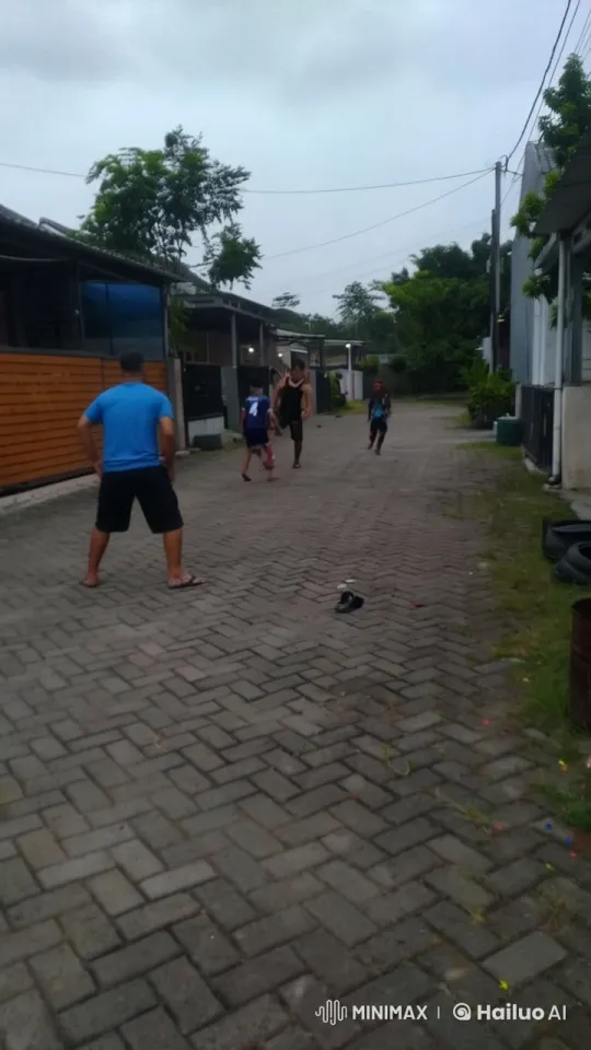 Residential Courtyard Football Game in Overcast Weather – AI Generated Video | Hailuo AI