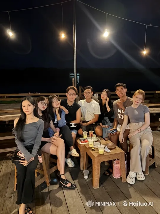 Nighttime Friendship and Kung Fu on a Wooden Deck – AI Generated Video | Hailuo AI