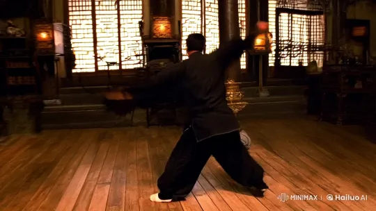 Kungfu Fighter Showcases Graceful Mastery in Ancient Dojo – AI Generated Video | Hailuo AI