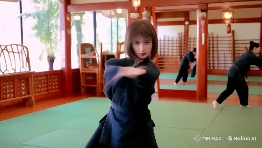 Martial Arts Mastery: Young Woman's Graceful Kungfu Display – AI Generated Video | Hailuo AI