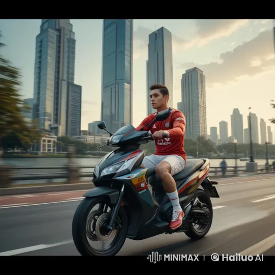Urban Exploration: Young Man on Scooter in Modern Cityscape – AI Generated Video | Hailuo AI