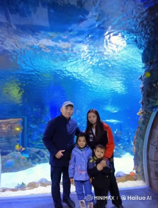 Family Performs Synchronized Kung Fu in Aquarium Setting – AI Generated Video | Hailuo AI